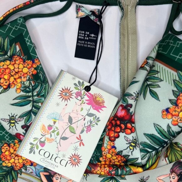 NWT COLCCI Made in Brazil‎ 🇧🇷 V neck Sleeveless Bodycon Floral Midi Dress Sz 4 - Picture 9 of 14